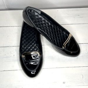 Tory Burch Black Patent Leather Jess Flats Loafers Size 7